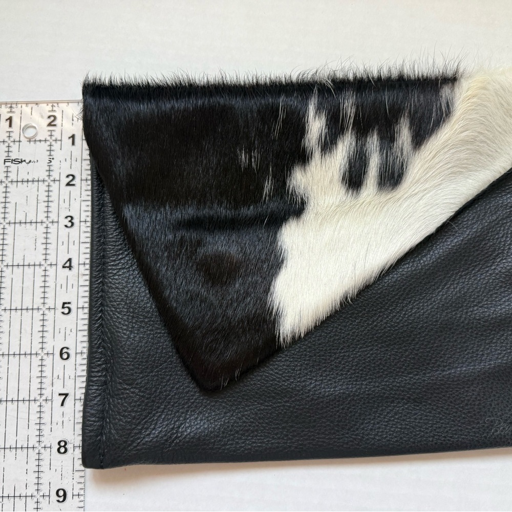 Beaudin Cowhide Black and White Leather Clutch - Picture 8 of 10